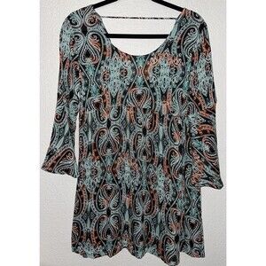 P inc Paisley Multi Color Blouse Top Women Sz Med. Open Back